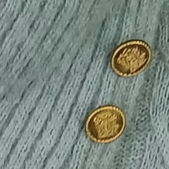 EP SZ L Mohair Wool Blend Cable Knit Sweater Soft Green Gold Buttons - Picture 4 of 6